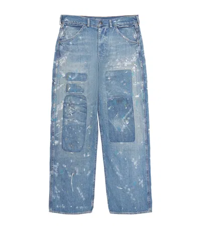Polo Ralph Lauren Paint-splatter Distressed Straight Jeans In Blue