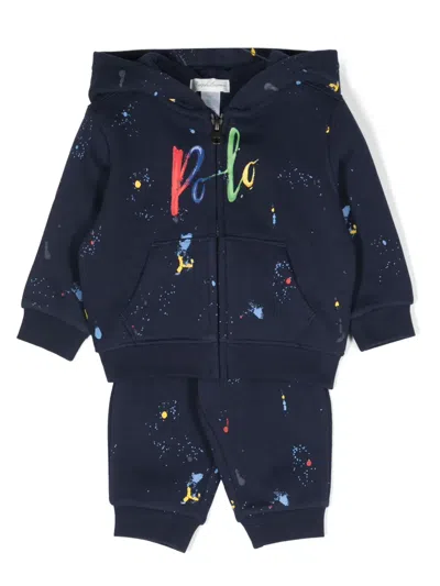 Polo Ralph Lauren Babies' Paint-splatter Jersey Tracksuit In Blue