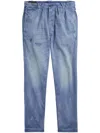 Polo Ralph Lauren Paint Splatter-print Tapered Trousers In Blue