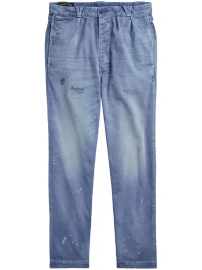 Polo Ralph Lauren Paint Splatter-print Tapered Trousers In Blue