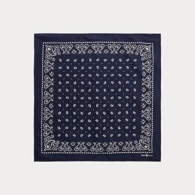 Polo Ralph Lauren Paisley Cotton Bandanna In Hunter Navy