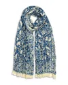Polo Ralph Lauren Paisley Crinkle Scarf In Blue/cream
