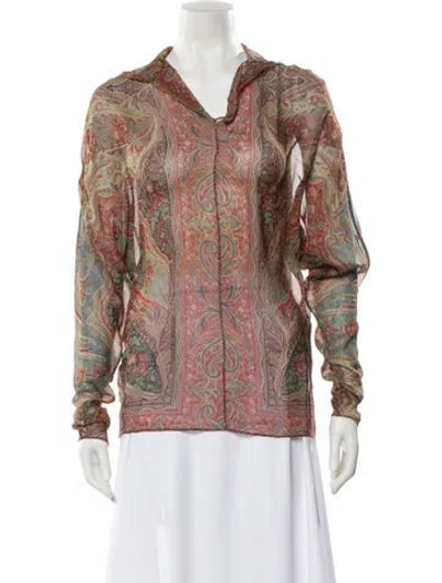 Pre-owned Polo Ralph Lauren Paisley Print Long Sleeve Polo In Multi