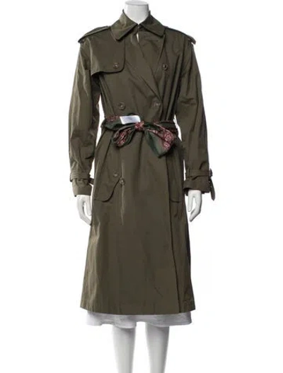 Pre-owned Polo Ralph Lauren Paisley Print Trench Coat In Green