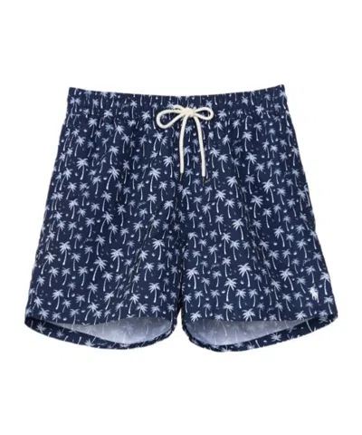 Polo Ralph Lauren Palm Tree-print Drawstring Swim Shorts In Blue