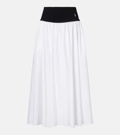 Polo Ralph Lauren Contrast-waistband A-line Skirt In White In Black