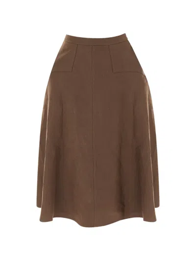 Polo Ralph Lauren Paneled Midi A-line Skirt In Brown