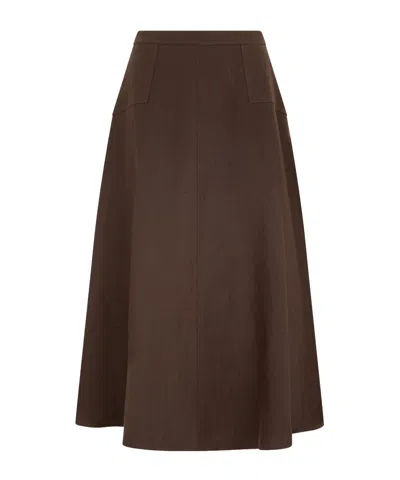 Polo Ralph Lauren Paneled Midi A-line Skirt In Brown
