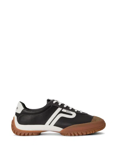Polo Ralph Lauren Panelled Leather Sneakers In Black