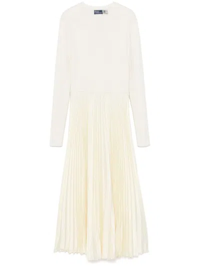 Polo Ralph Lauren Sweater-bodice Long-sleeve Dress In Authentic Cream