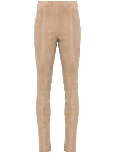 Polo Ralph Lauren Panelled Suede Leggings In Nude