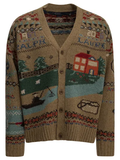 Polo Ralph Lauren Intarsia-knit V-neck Cardigan In Black