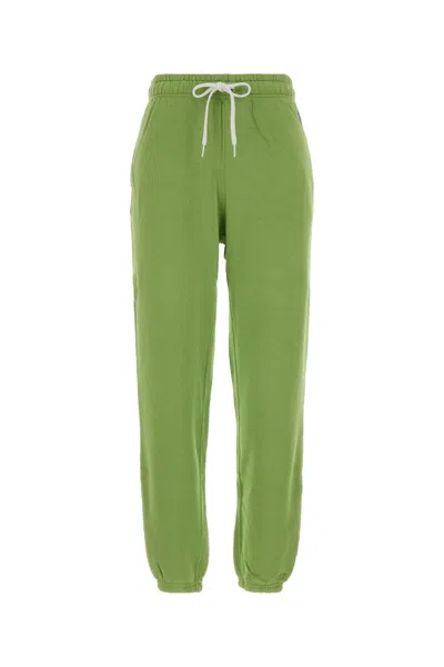 Polo Ralph Lauren Green Cotton Blend Joggers In Gray