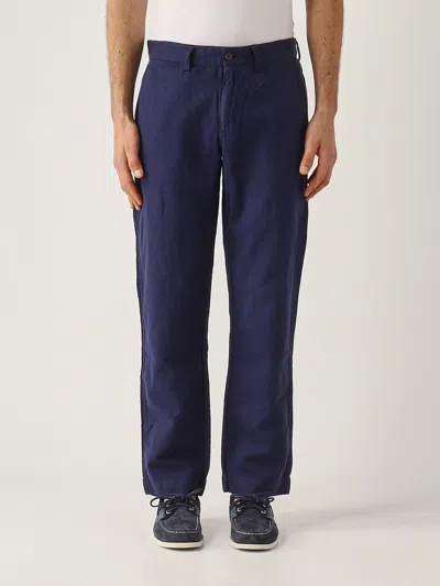Polo Ralph Lauren Pantalone Misto Lino Straight-fit Trousers In Blue
