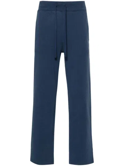 Polo Ralph Lauren Pantaloni In Cotone Blu Navy Con Vita Elasticizzata  In Blue