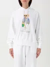 Polo Ralph Lauren Polo Bear Fleece Hoodie With Signature Detailing And Drawstring Hood In Gray