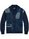 Polo Ralph Lauren Patchwork Cotton Shawl Cardigan In Blue