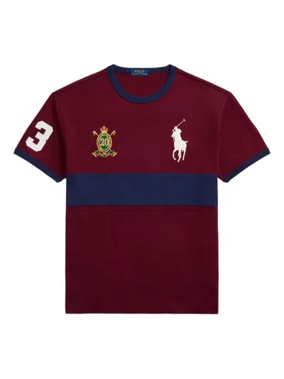 Polo Ralph Lauren Patch-details Colour-blocked T-shirt In Burgundy