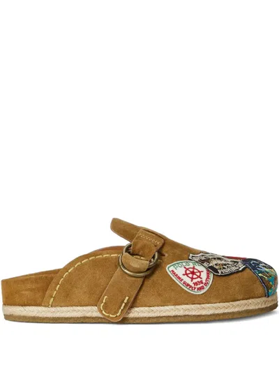 Polo Ralph Lauren Patch-embellished Buckle Sandals In Brown