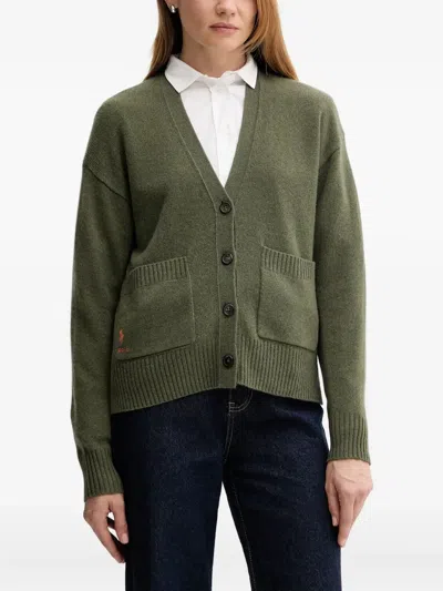 Polo Ralph Lauren Patch Pocket Button Cardigan In Green