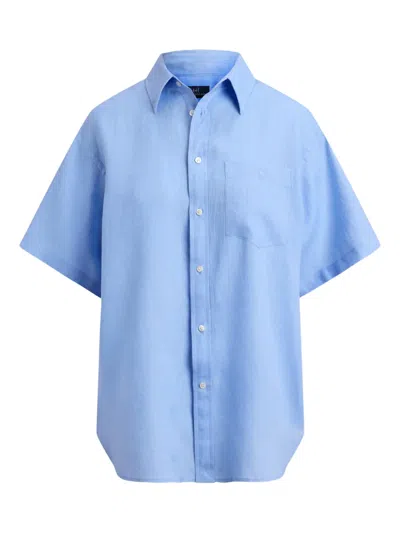 Polo Ralph Lauren Patch Pocket Linen Shirt In Blue