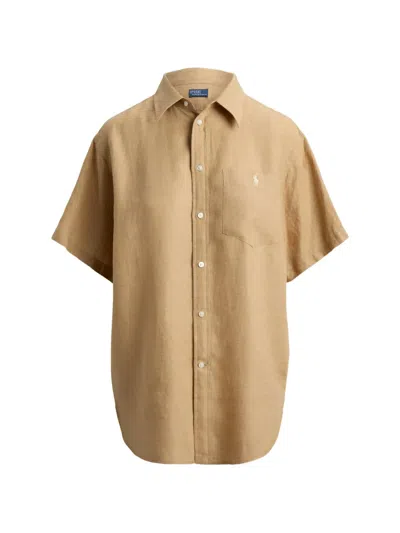 Polo Ralph Lauren Patch-pocket Linen Shirt In Brown