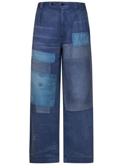 Polo Ralph Lauren Patch Work Straight Leg Trousers In Blue
