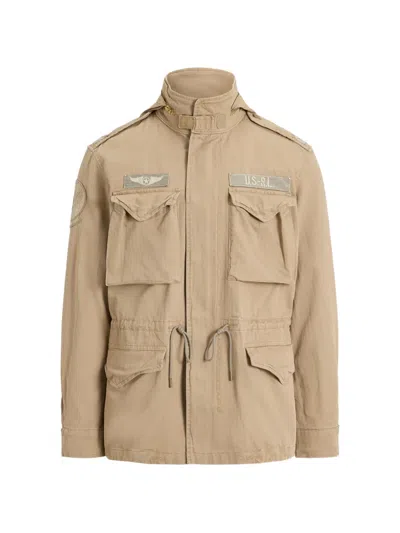 Polo Ralph Lauren Military-inspired Casual Jacket With Adjustable Drawstring In Brown