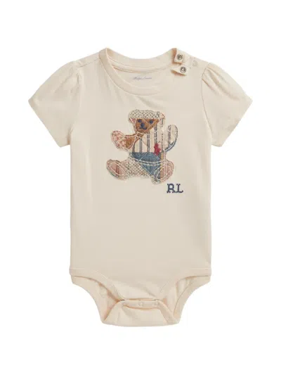 Polo Ralph Lauren Babies' Patchwork Bear Cotton Bodysuit In Neutral