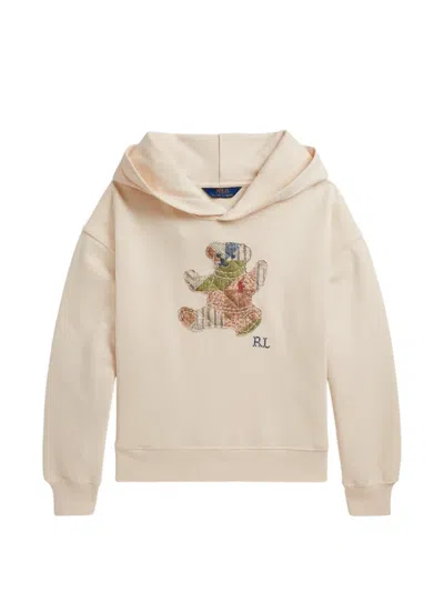 Polo Ralph Lauren Kids' Patchwork Bear French Terry Hoodie In Neutral