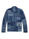 Polo Ralph Lauren Cotton-linen Patchwork Cardigan In Blue