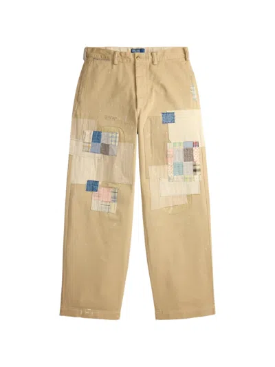 Polo Ralph Lauren Patchwork Chino Trousers In Brown