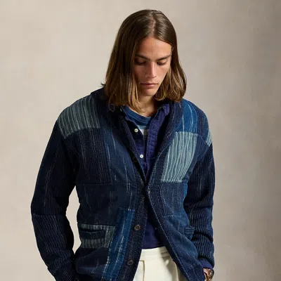 Polo Ralph Lauren Patchwork Cotton Shawl Cardigan In Indigo Combo