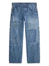 Polo Ralph Lauren Patchwork Denim Straight-leg Jeans In Blue
