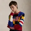 Polo Ralph Lauren Crew-neck Sweater With Flag In Red Multi