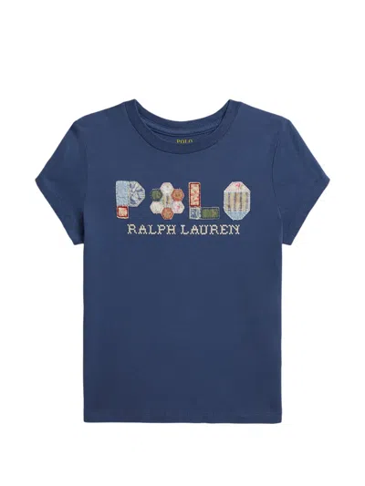 Polo Ralph Lauren Kids' Patchwork Logo T-shirt In Blue