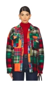 Polo Ralph Lauren Patchwork Long Sleeve Button Down In Red