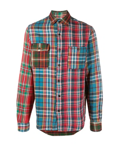 POLO RALPH LAUREN PATCHWORK PLAID-CHECK COTTON SHIRT