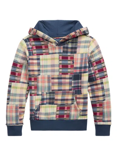 Polo Ralph Lauren Kids' Patchwork-print Hoodie In Blue