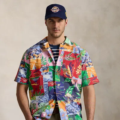 Polo Ralph Lauren Patchwork-print Oxford Camp Shirt In Beach Baazar