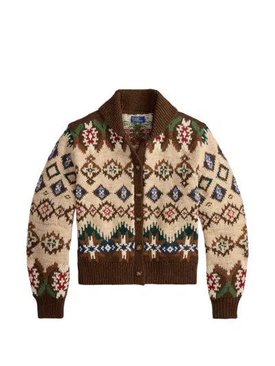 Polo Ralph Lauren Patterned Balloon-sleeve Cardigan In Neutral