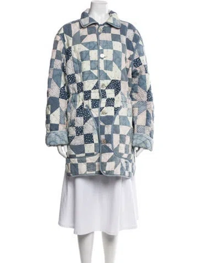 Pre-owned Polo Ralph Lauren Patterned Coat W/ Tags In Blue/white