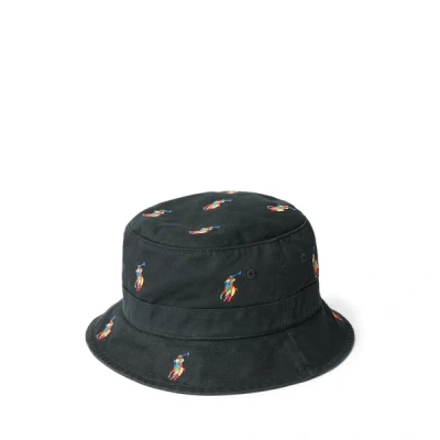 Polo Ralph Lauren Patterned Cotton Bucket Hat In Black
