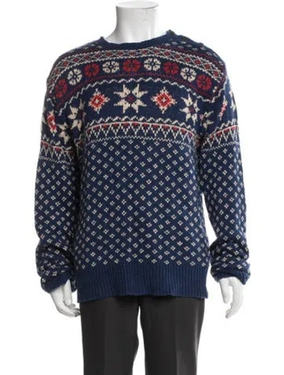 Pre-owned Polo Ralph Lauren Patterned Crew Neck Pullover In Blue