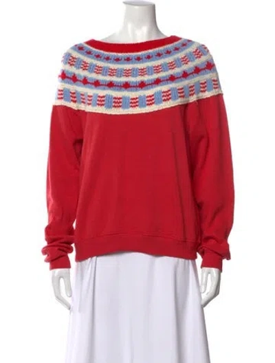 Pre-owned Polo Ralph Lauren Patterned Crew Neck Sweatshirt In Red