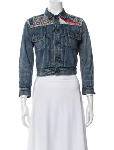 Pre-owned Polo Ralph Lauren Patterned Denim Jacket In Blue
