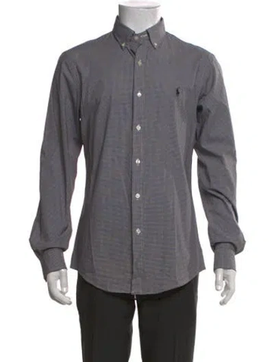 Pre-owned Polo Ralph Lauren Patterned Long Sleeve Dress Shirt In Grey
