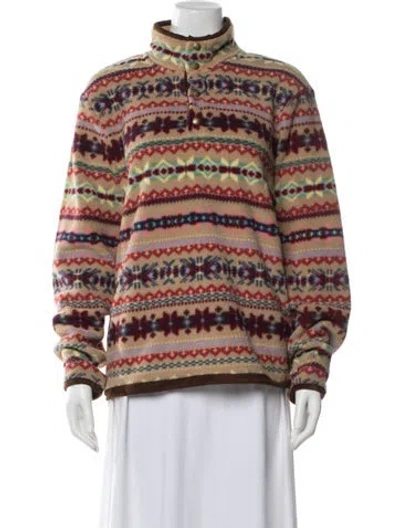 Pre-owned Polo Ralph Lauren Patterned Mock Neck Polo In Multicolor