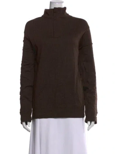 Pre-owned Polo Ralph Lauren Patterned Mock Neck Sweatshirt In Brown