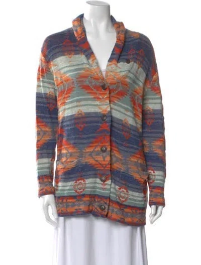 Pre-owned Polo Ralph Lauren Patterned Open Front Sweater In Multi